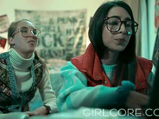 nerdy lesbians scissoring blindfolded with hot milf