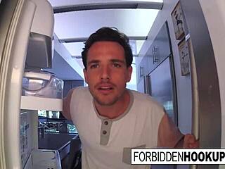 a food delivery turns into step-siblings banging with cumshot and blowjob.