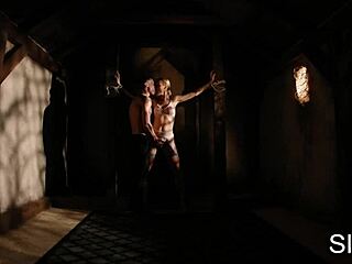 Bound girl next door in lingerie for sensual cunilingus?