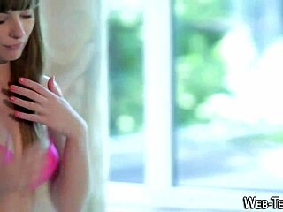 Petite teen masturbates alone