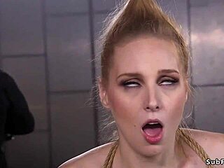 pale slave gets tied up in bondage with huge emphasis on pain