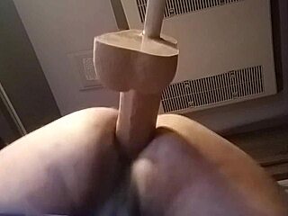 Bent Over Solo Dildo In Doggy Huge Insertion