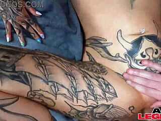 Inked pornstars nova flame and nicole saphire play with dildos