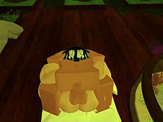 Slut gets fucked hard by big cock in Roblox game.