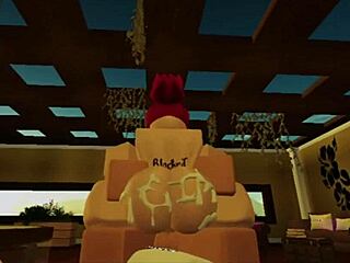 Slut gets fucked hard by big cock in Roblox game.