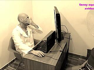 Cleaning Lady Sucks Doctor Hidden During Consultation In Office With Bondage