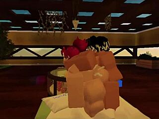 Slut gets fucked hard by big cock in Roblox game.