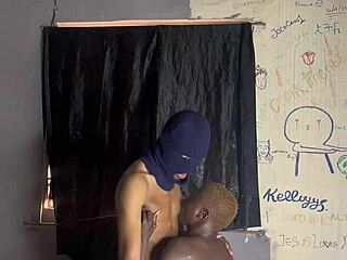 Ebony with huge curved dick assfucks amateur in intense anal session.