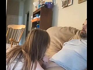 Gentle femdom on couch leads to wet pussy creampie