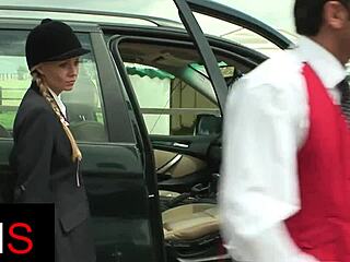 Hot Brunette Girl Gets Fucked Doggystyle And Ass Fucked Hard With Big Cock, Licked And Masturbated On Shaved Pussy