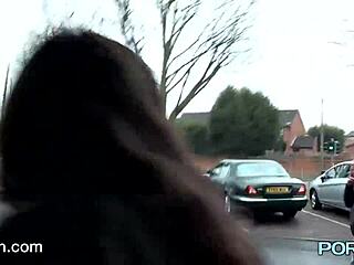 Horny Skinny Brunette Leyla Flashes In Public With Small Tits And Shaved Pussy!