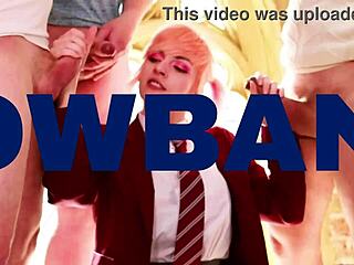 naughty uniformed brunette ellie milks cock for facial