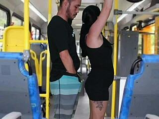 Old Guy Masturbates And Cums Inside Brunette On Bus