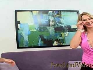 timid blonde milf teases seduction toward massive cock blowjob and intense fuck