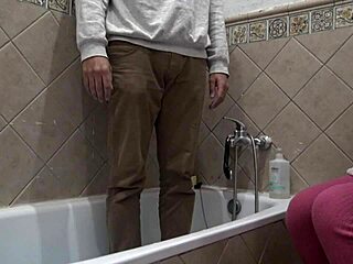 Stepmother Watches Stepson Wash His Dirty Cock In Shower