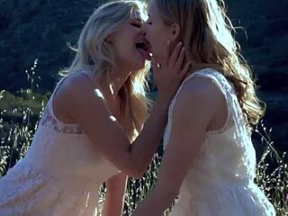 summer breeze made these lesbian friends so horny they licked each other's pussies outdoors