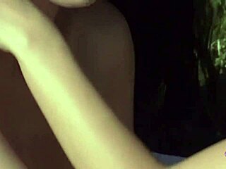 Two babes in bikinis are interviewed then bang by the pool