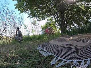 Black Anamary gets face fucked in forest