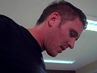 Ebony stripper chats with the club manager after her shift at the night club