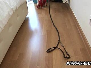 helen star intensely slaps her huge tits and ass in latex bondage