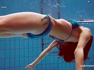 Martina Shows Tight Pussy In Blue Bikini Underwater.