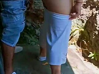 Horny cousins fuck behind abandoned house