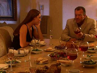 Brunette milf gets fucked in the living room