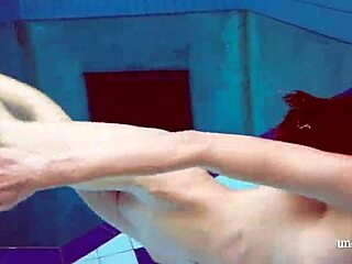 Martina Shows Tight Pussy In Blue Bikini Underwater.