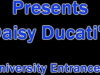 Redhead Daisy Ducati spreads small tits in latex gloves for orgasm humiliation!