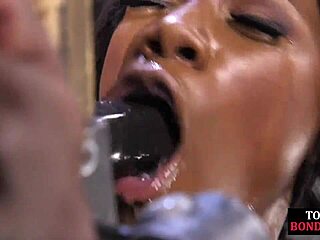 Black bdsm slave choked and dominated with feet