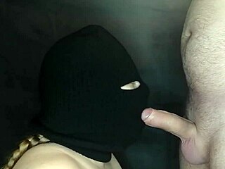 My Step Sisters Hot Mouth Sucks Cock While Face Hidden by Balaclava