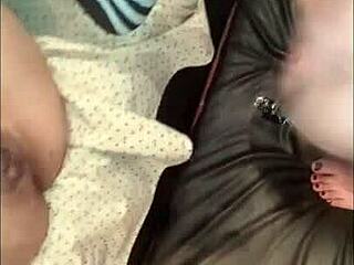 Brunette Milf Moans During Anal Fuck By Guy In Feminine Clothes.