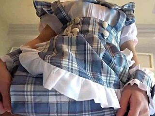 slutty concafe girl cuckolds owner with creampie sex in uniform