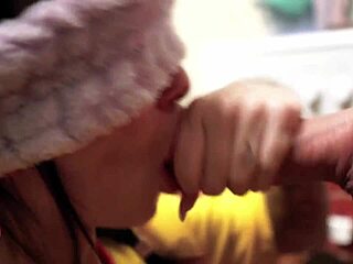 Blindfolded Brunette Deepthroat Big Cock and Facial Pov