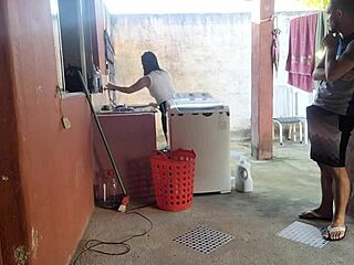 Maid couldn't resist erect cock while wife was out