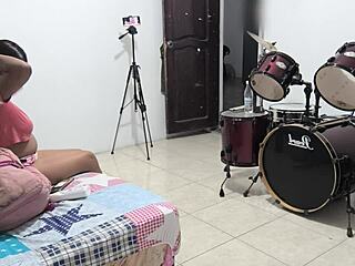 Sexy housewife packs her backpack to go on vacation to venezuela