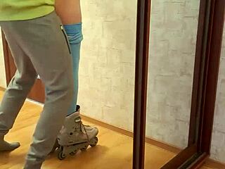 Fuck on the roller skates with couple and amateurs