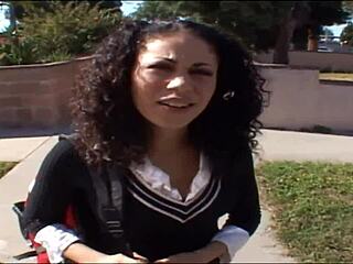 Slim natural latina summer bailey with curly hair gets tricked into a pickup fuck in the car