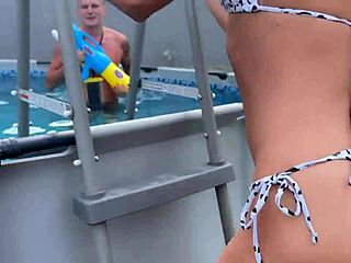 rough gangbang by the pool