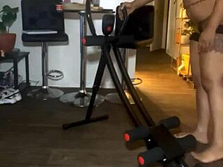 Naked workout session with my personal trainer at home