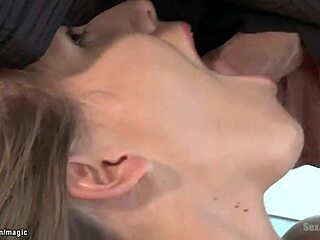 pretty babe rough fucked by big cock, deepthroat and tied up.