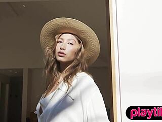 Petite Latina babe rips clothes, strips outdoors, reveals big juicy tits.