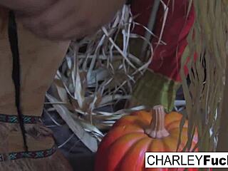 charley chase cums all over her tits in solo masturbation