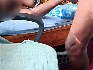 i watch this african couple's huge cumshot on sheer fabric