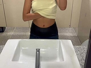 Outdoor public activity with miniskirt and panties in amateur setting