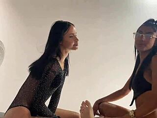 Two Skinny Latinas In Group Sex With Monster Cock