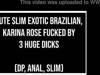 Karina rose fucked by three huge cocks in dp anal