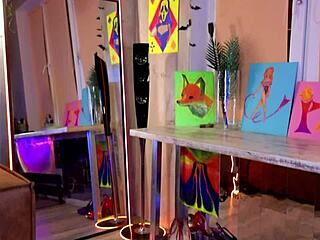 The stunning girl uses vibrator to cum with monster cock