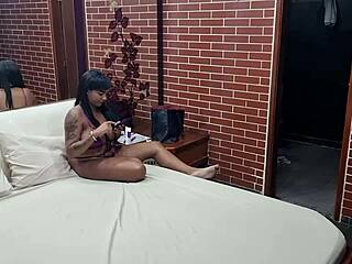 Mel Morena does rough anal and double penetration backstage in motel.