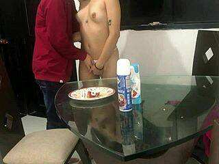 I get very horny eating a good cock with strawberry and cream in amateur fetish video